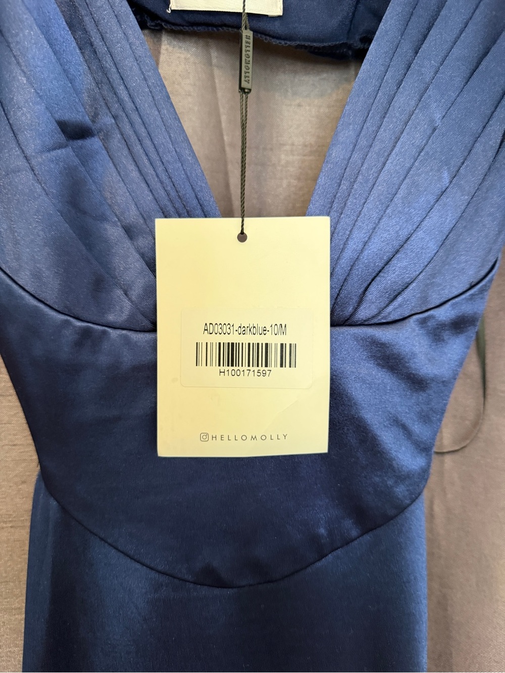 NWT Hello Molly Sunset View Navy Satin Dress - Picture 5 of 6